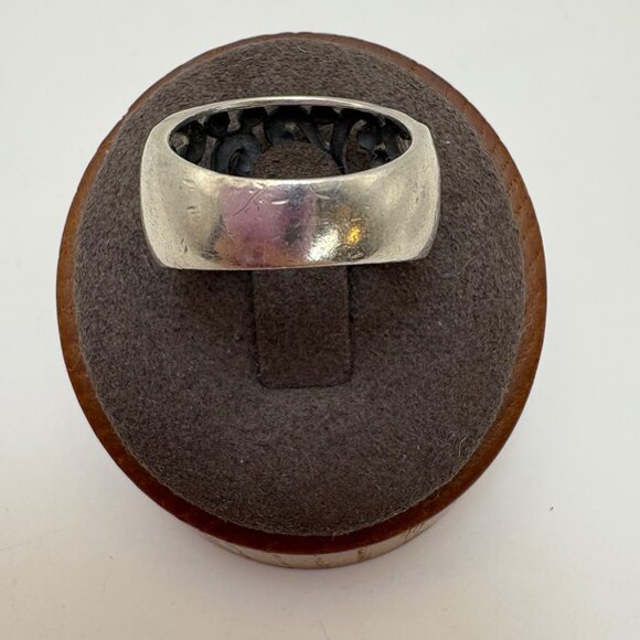 VTG Solid Sterling Silver 925 Scroll Design Tapered Band Ring Size 5.75 - Picture 9 of 15